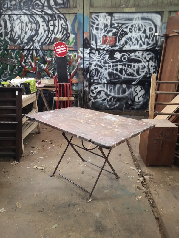 Table Meuble De M Tiers Fer Forg Rivet Brocante En Ligne