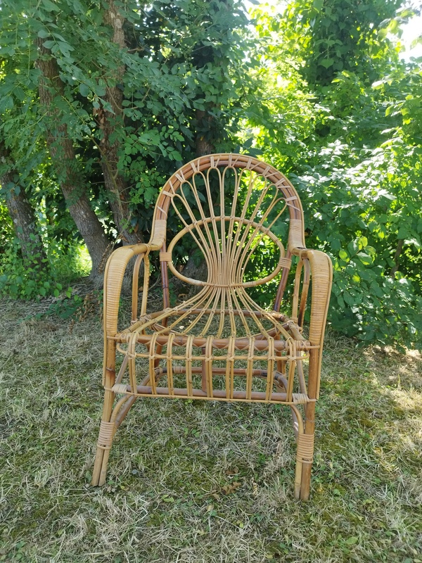 Fauteuil en rotin vintage