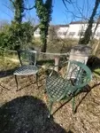 Paire de chaises de jardin en fonte alu